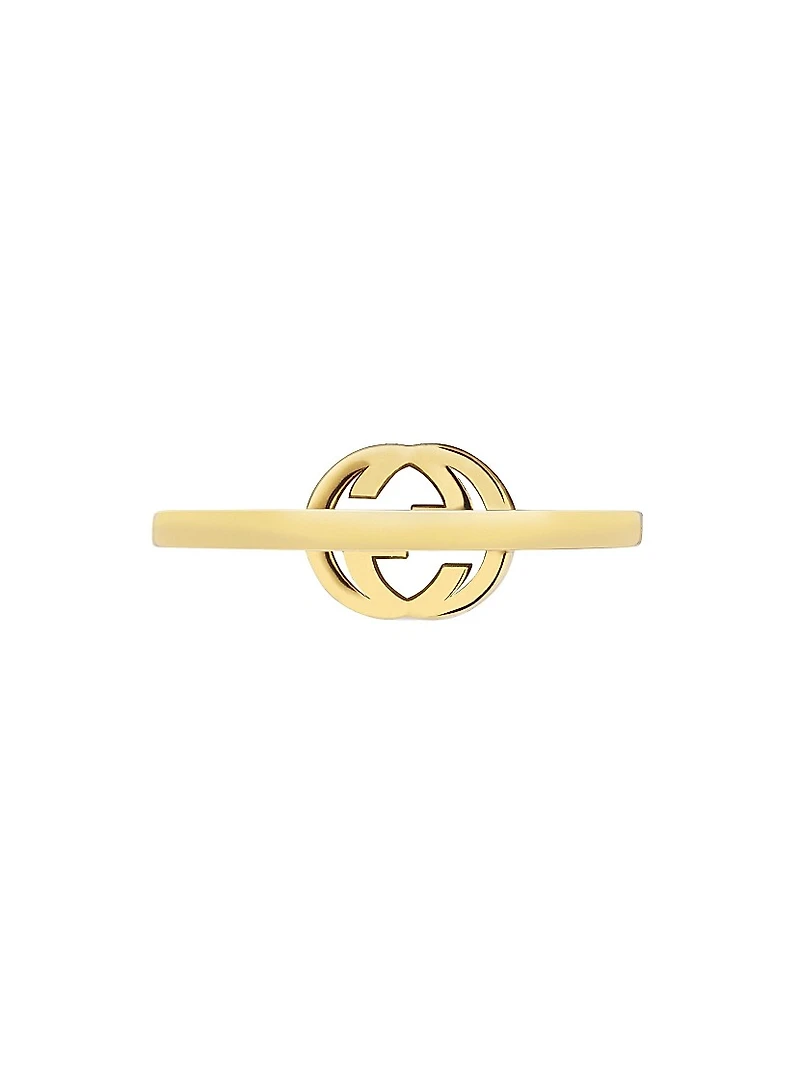 Interlocking G 18K Yellow Gold & 0.12 TCW Diamond Ring