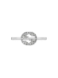 Interlocking G 18K White Gold & 0.12 TCW Diamond Ring