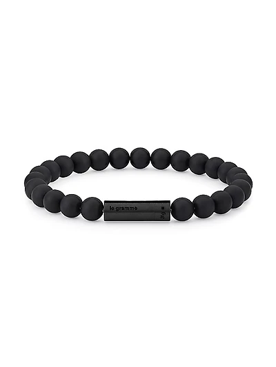 Unisex 28G Brushed Ceramic, Titanium & Stainless Steel Beaded Bracelet