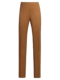 Stretch Wool Straight-Leg Pants
