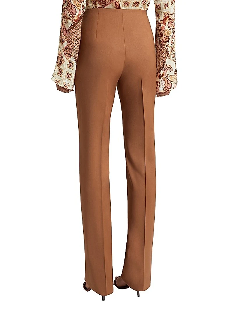 Stretch Wool Straight-Leg Pants