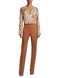 Stretch Wool Straight-Leg Pants