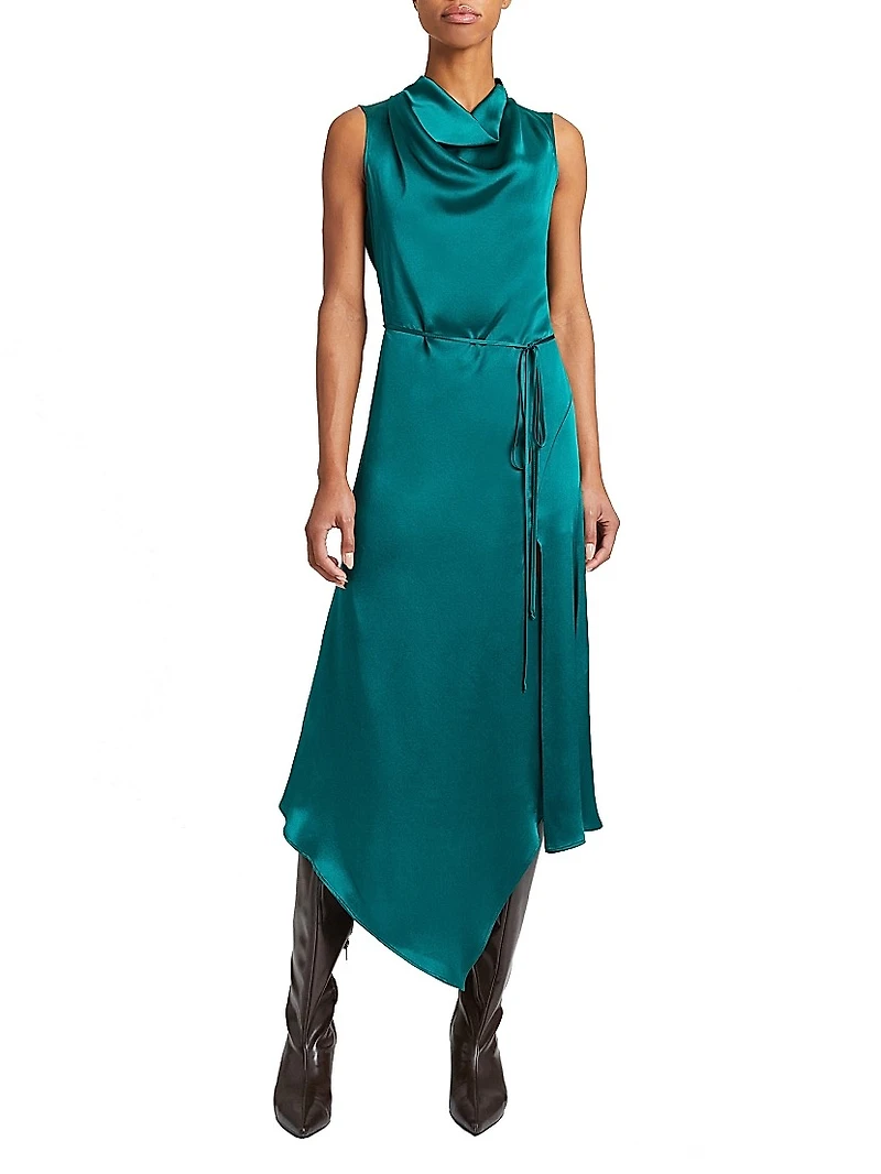 Silk Handkerchief Midi Dress