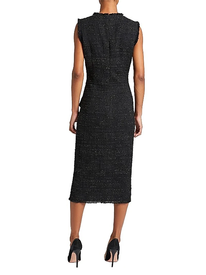 Tweed Ruffle Sheath Dress