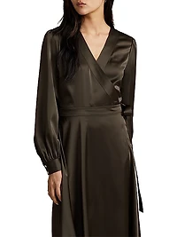 Satin Midi Wrap Dress