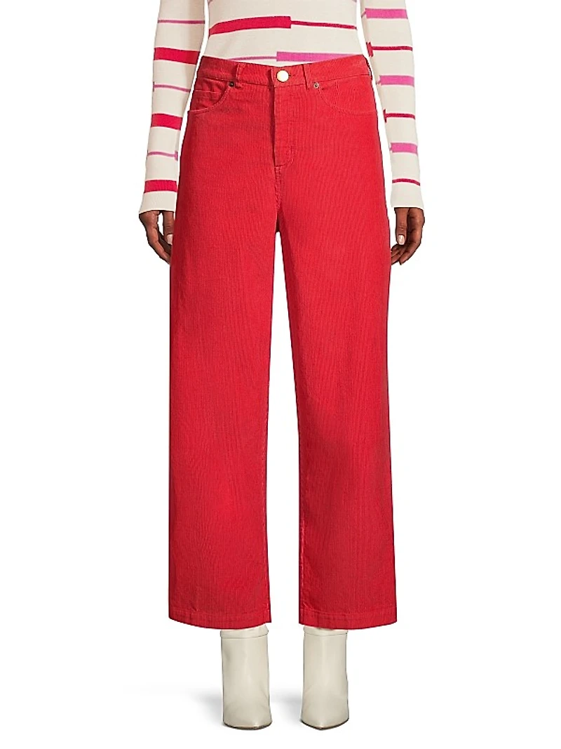 Jane Corduroy Straight-Leg Pants