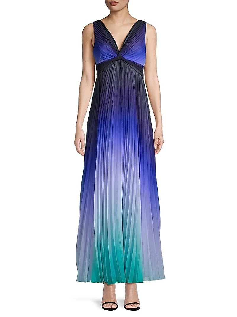 Emme Ombré Plissé Maxi Dress