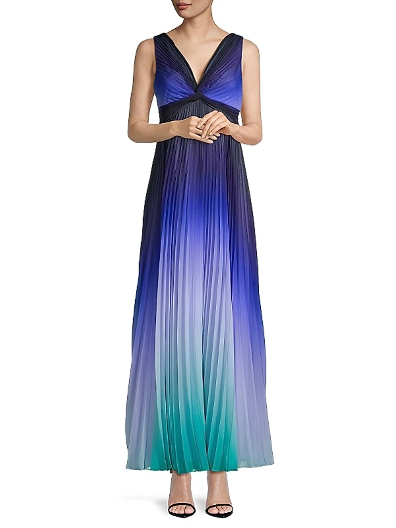 Emme Ombré Plissé Maxi Dress