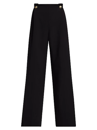 Wide-Leg Wool-Blend Pants