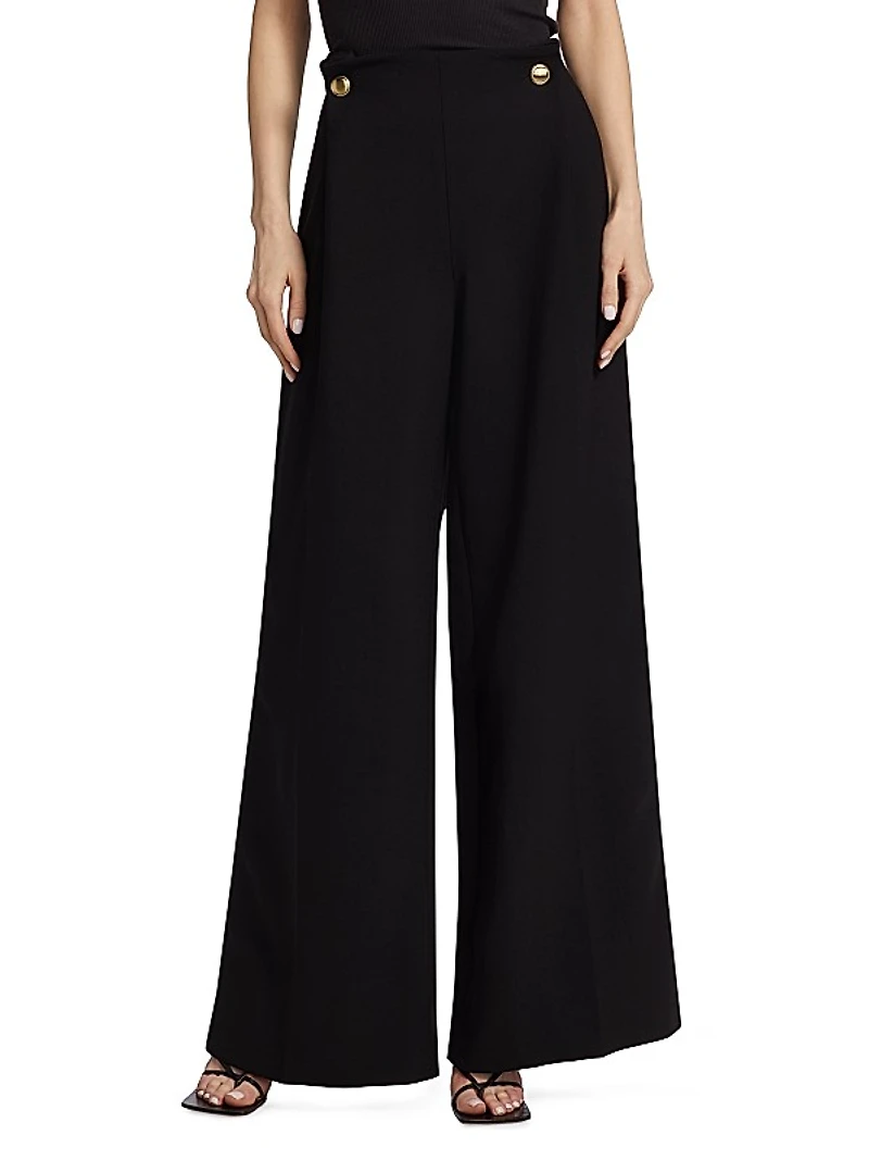 Wide-Leg Wool-Blend Pants