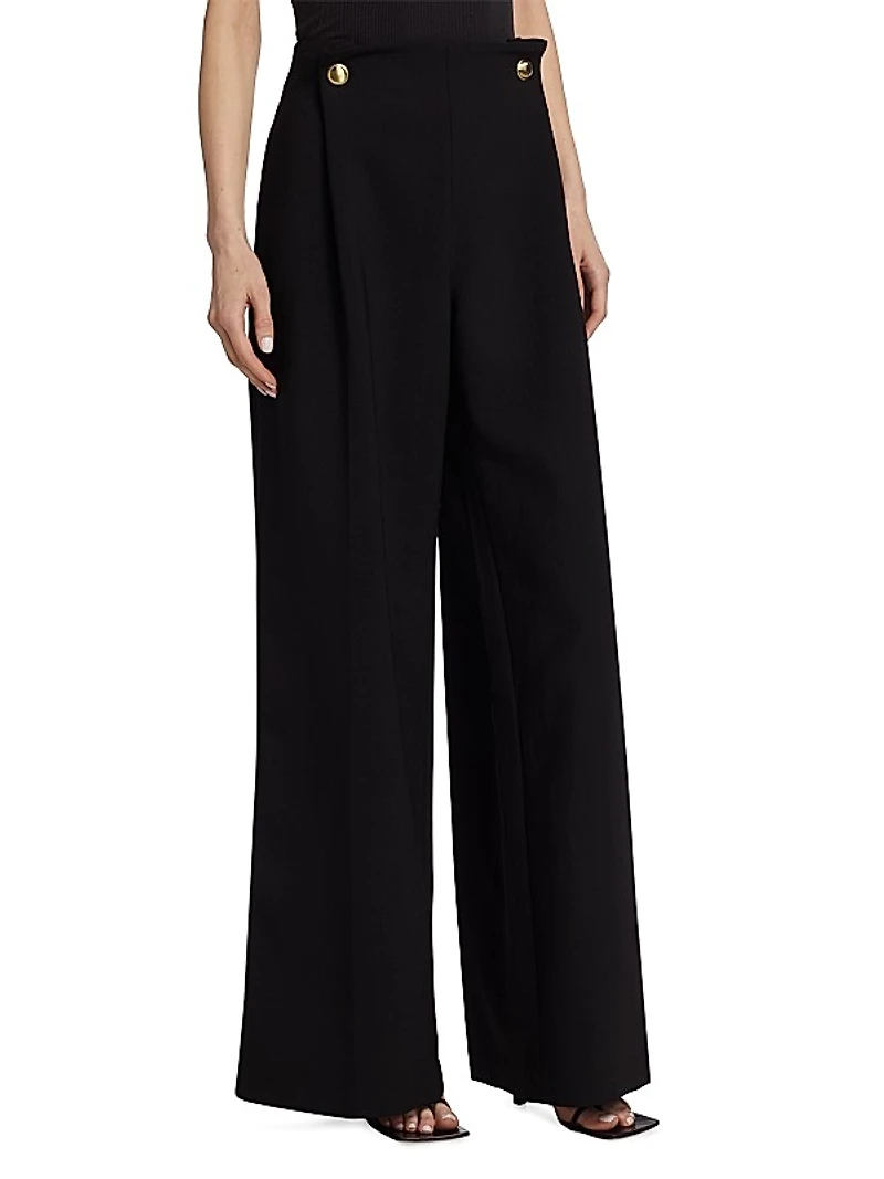 Wide-Leg Wool-Blend Pants