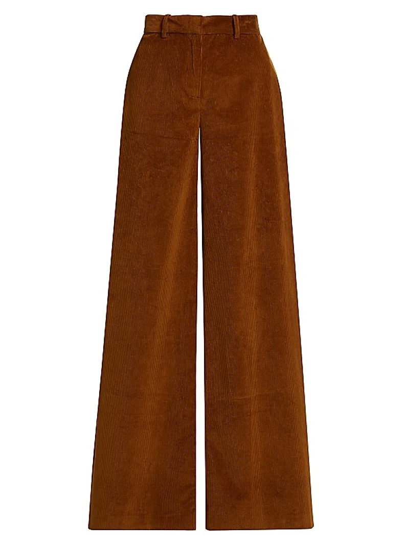Flared Cotton-Blend Corduroy Pants