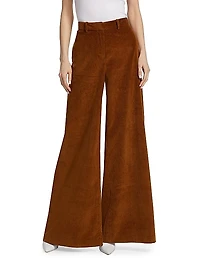 Flared Cotton-Blend Corduroy Pants