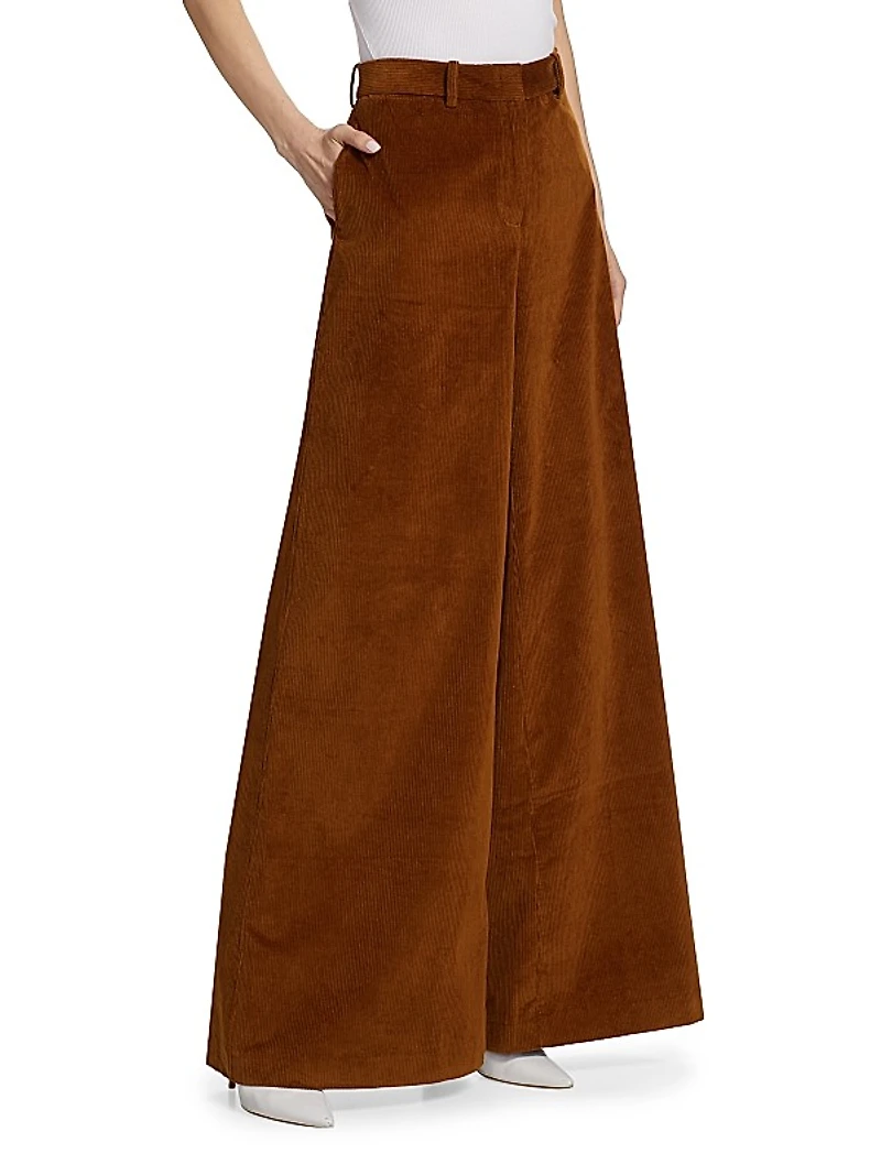 Flared Cotton-Blend Corduroy Pants