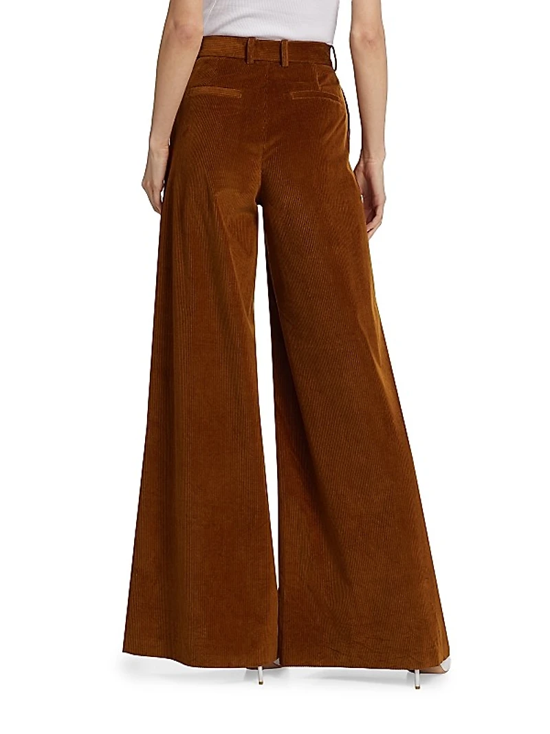 Flared Cotton-Blend Corduroy Pants