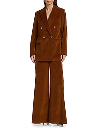 Flared Cotton-Blend Corduroy Pants