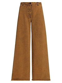 Flared Acid-Wash Denim Pants