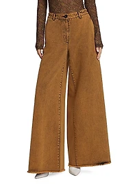 Flared Acid-Wash Denim Pants