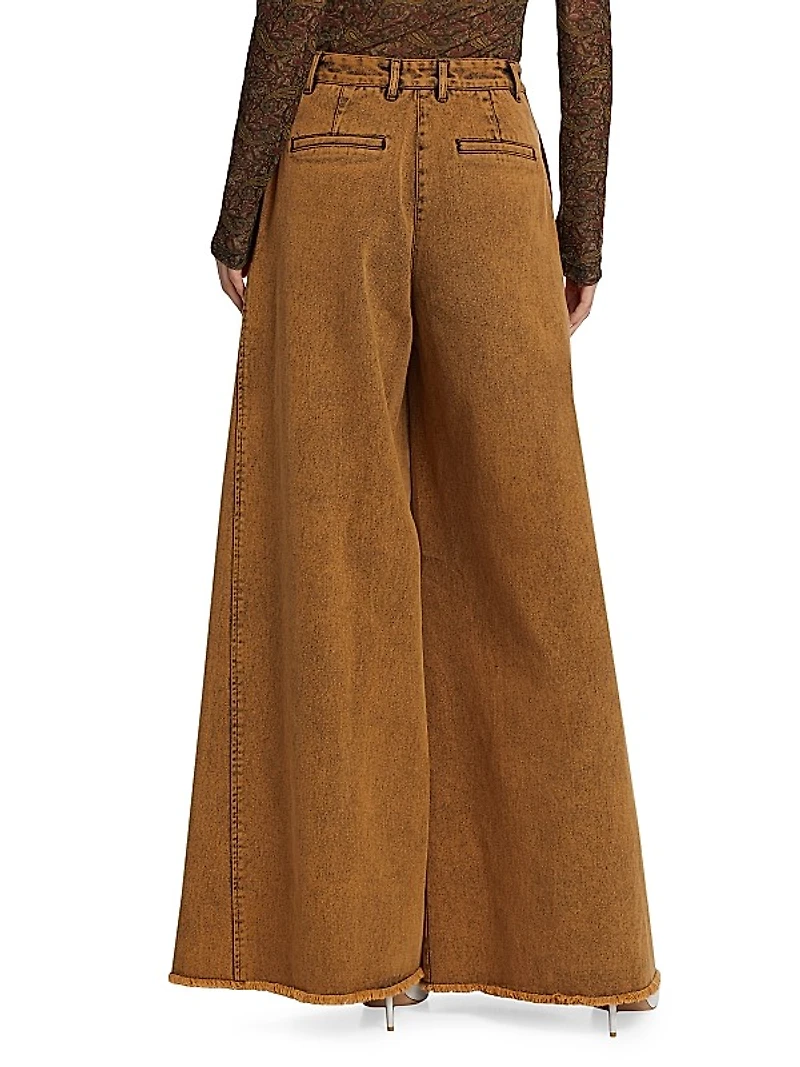 Flared Acid-Wash Denim Pants