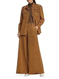 Flared Acid-Wash Denim Pants