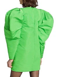 Mutton-Sleeve Taffeta Minidress