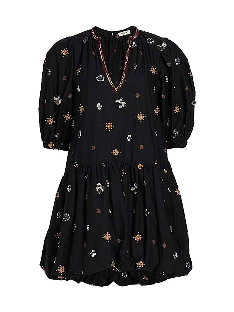 Maja Embroidered Bubble Minidress