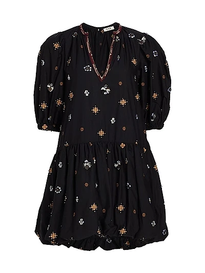 Maja Embroidered Bubble Minidress