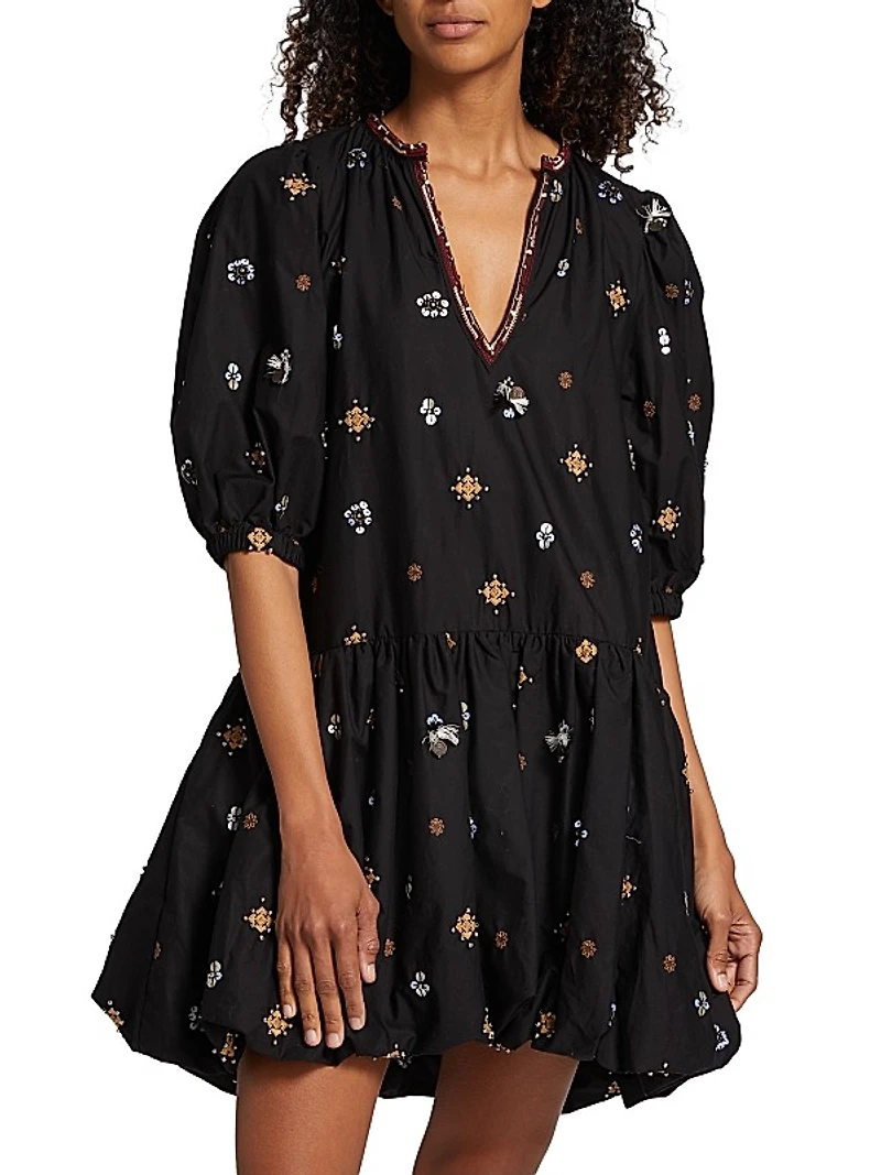 Maja Embroidered Bubble Minidress