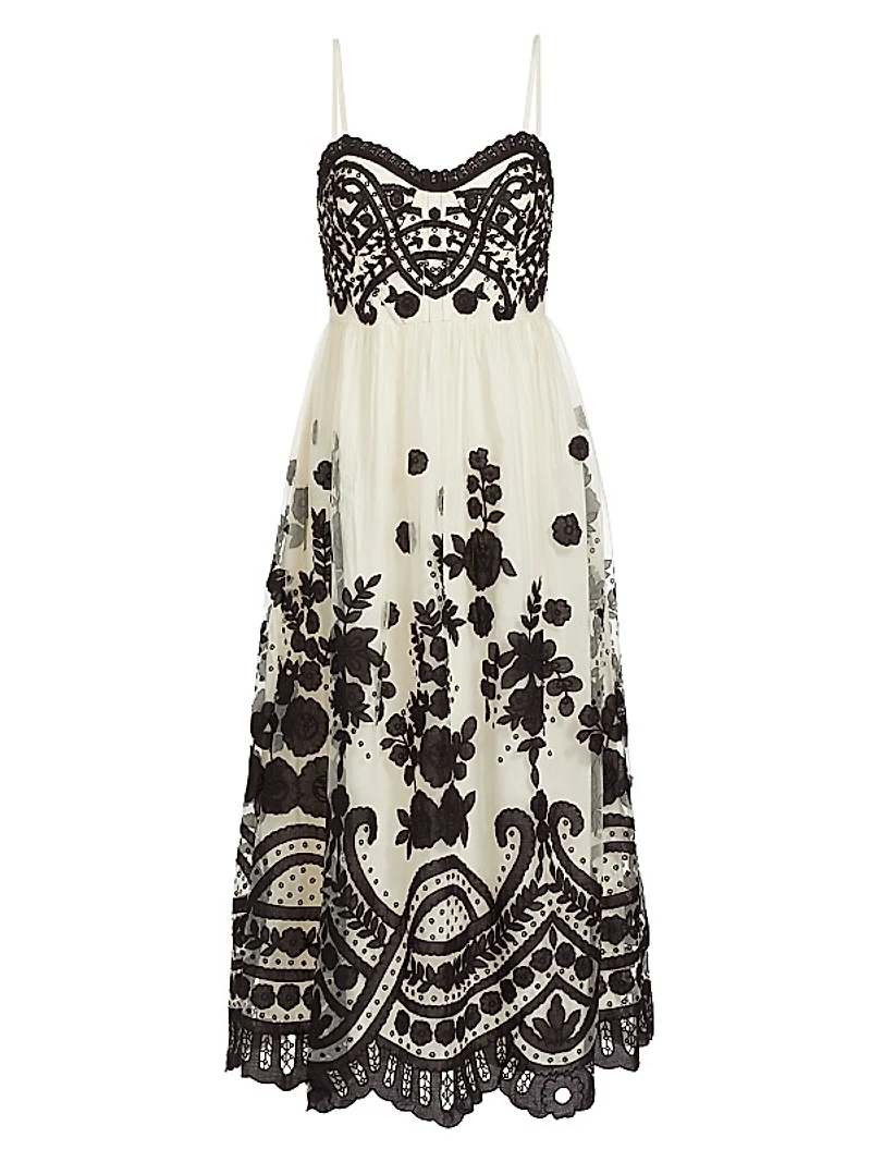 Joelle Lace Appliqué Midi-Dress