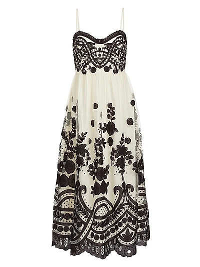Joelle Lace Appliqué Midi-Dress