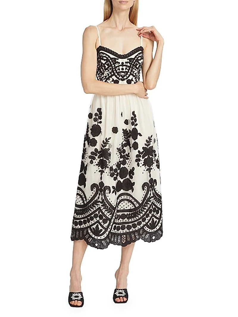 Joelle Lace Appliqué Midi-Dress