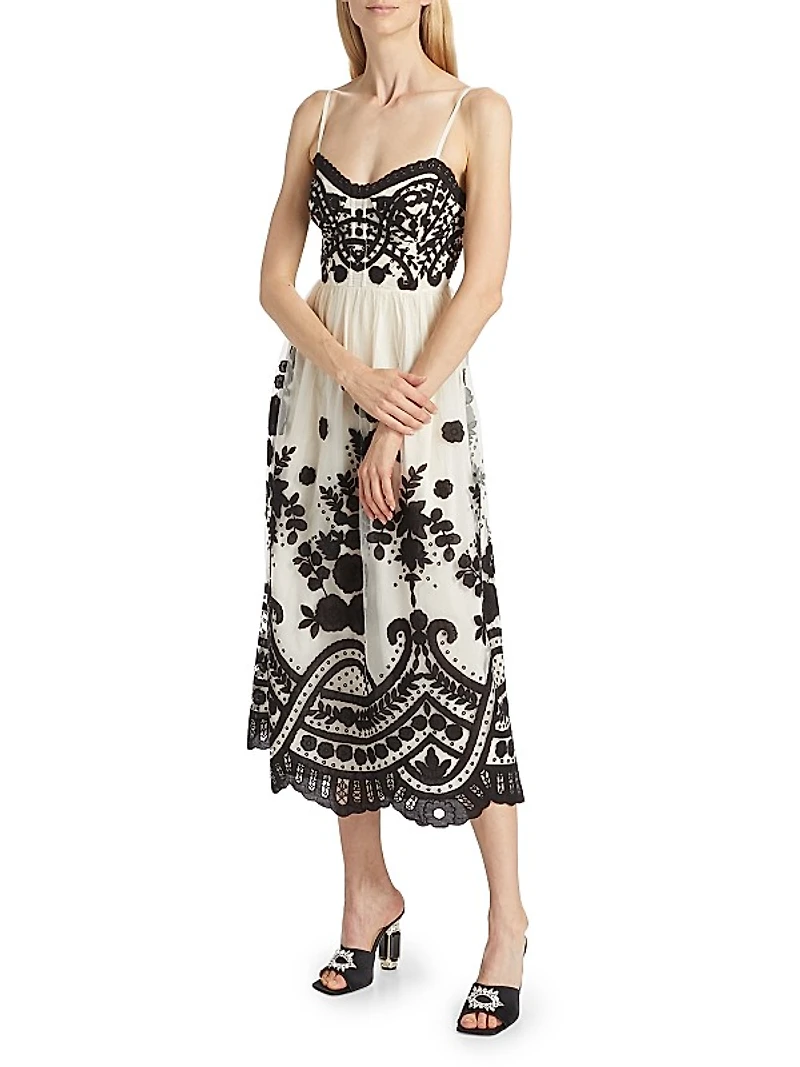 Joelle Lace Appliqué Midi-Dress