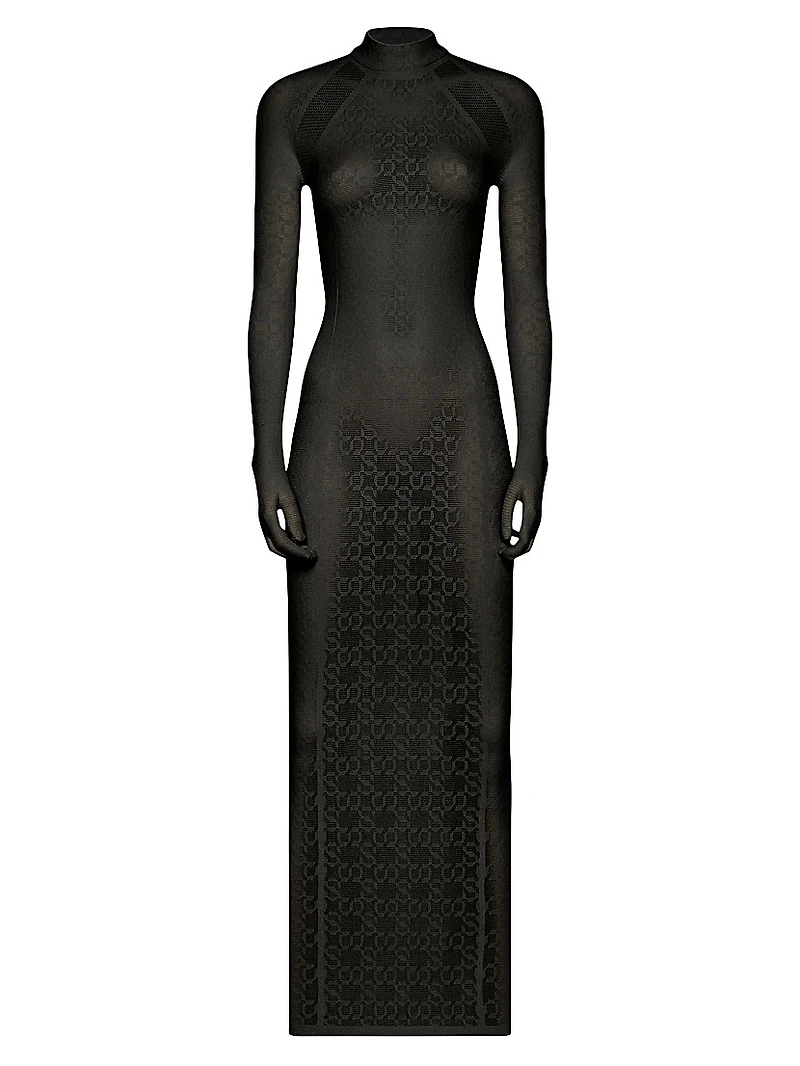 SIMKHAI x Wolford Semi-Sheer Logo Dress