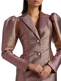 Fonda Metallic Puff-Sleeve Blazer Minidress