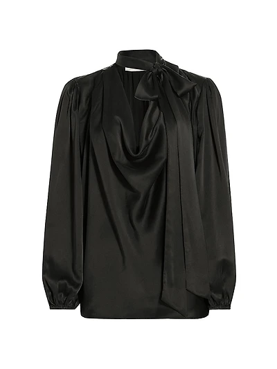 Silk Billow-Sleeve Blouse
