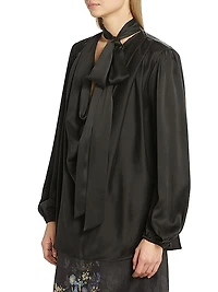 Silk Billow-Sleeve Blouse