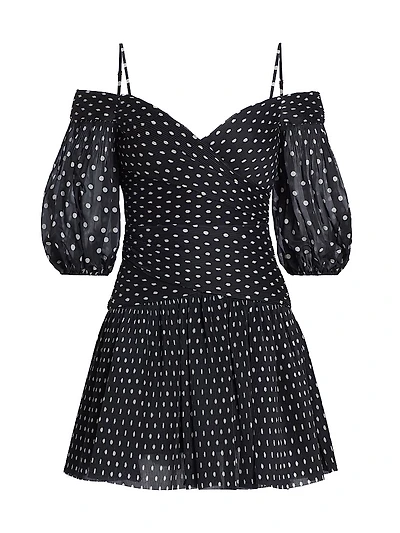 Off-The-Shoulder Polka-Dot Minidress
