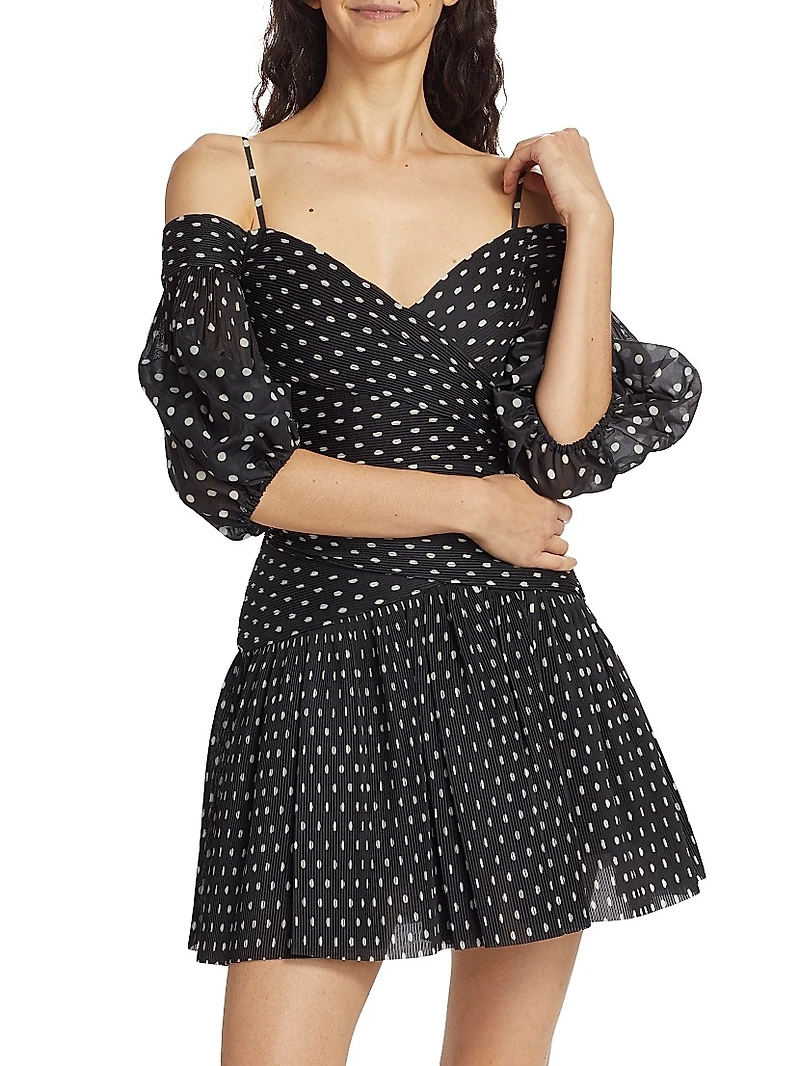 Off-The-Shoulder Polka-Dot Minidress
