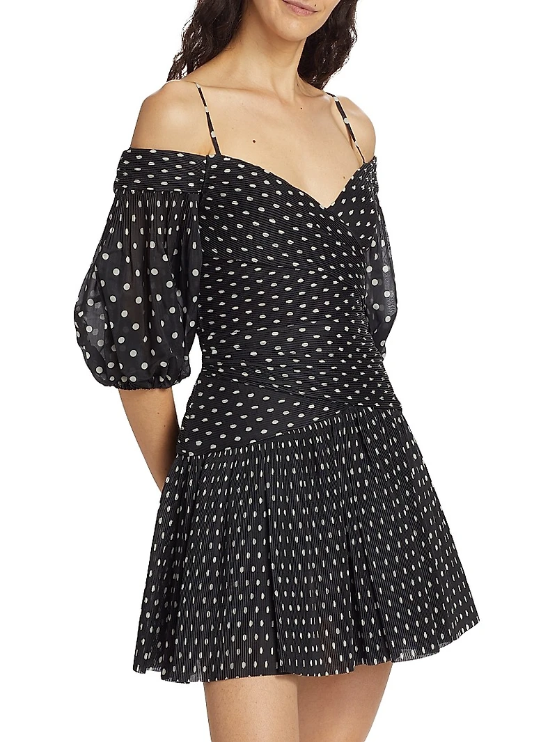 Off-The-Shoulder Polka-Dot Minidress