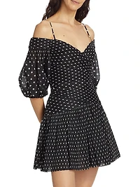 Off-The-Shoulder Polka-Dot Minidress