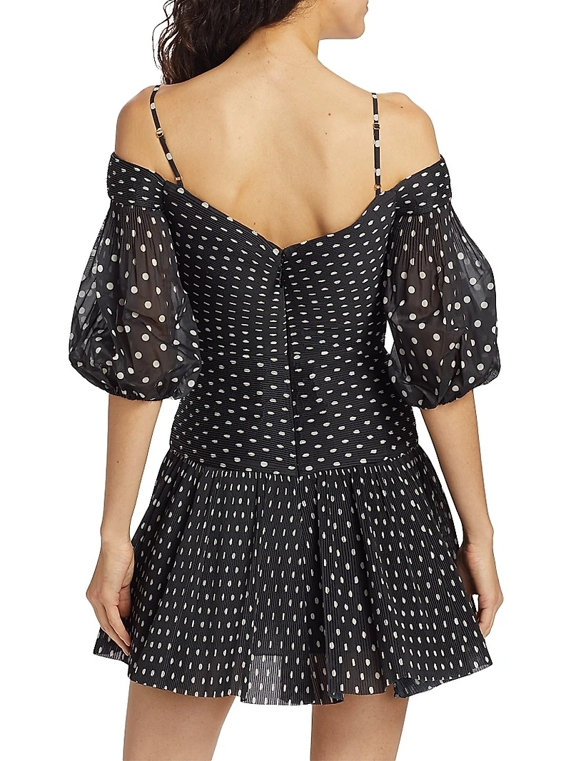 Off-The-Shoulder Polka-Dot Minidress