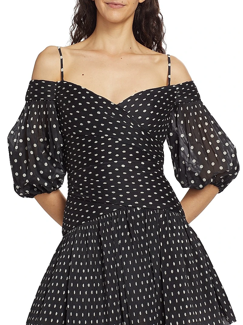Off-The-Shoulder Polka-Dot Minidress