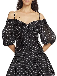 Off-The-Shoulder Polka-Dot Minidress