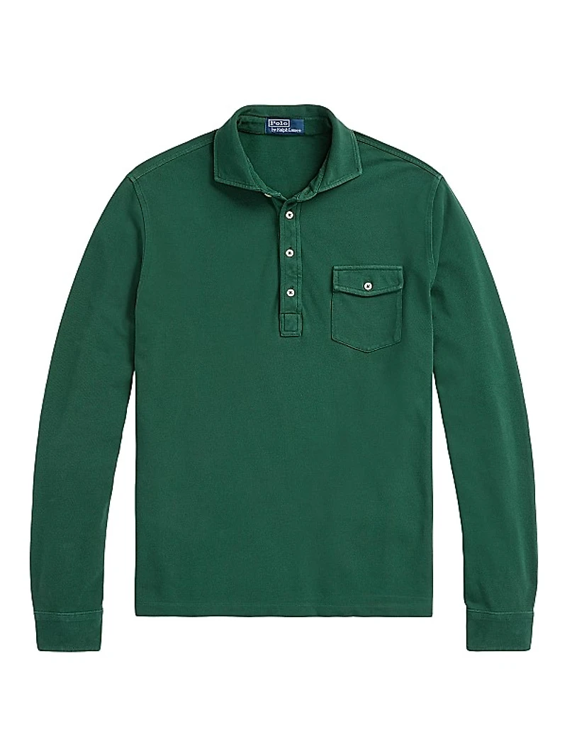 Mesh Long Sleeve Polo Shirt