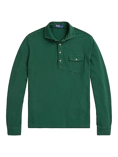 Mesh Long Sleeve Polo Shirt