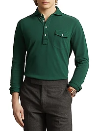 Mesh Long Sleeve Polo Shirt