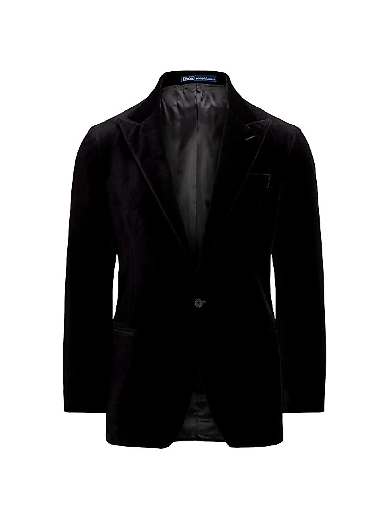 Velvet Single-Breasted Blazer