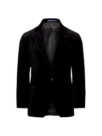 Velvet Single-Breasted Blazer
