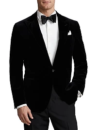 Velvet Single-Breasted Blazer