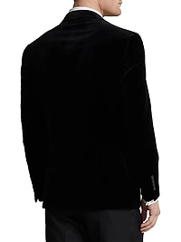 Velvet Single-Breasted Blazer